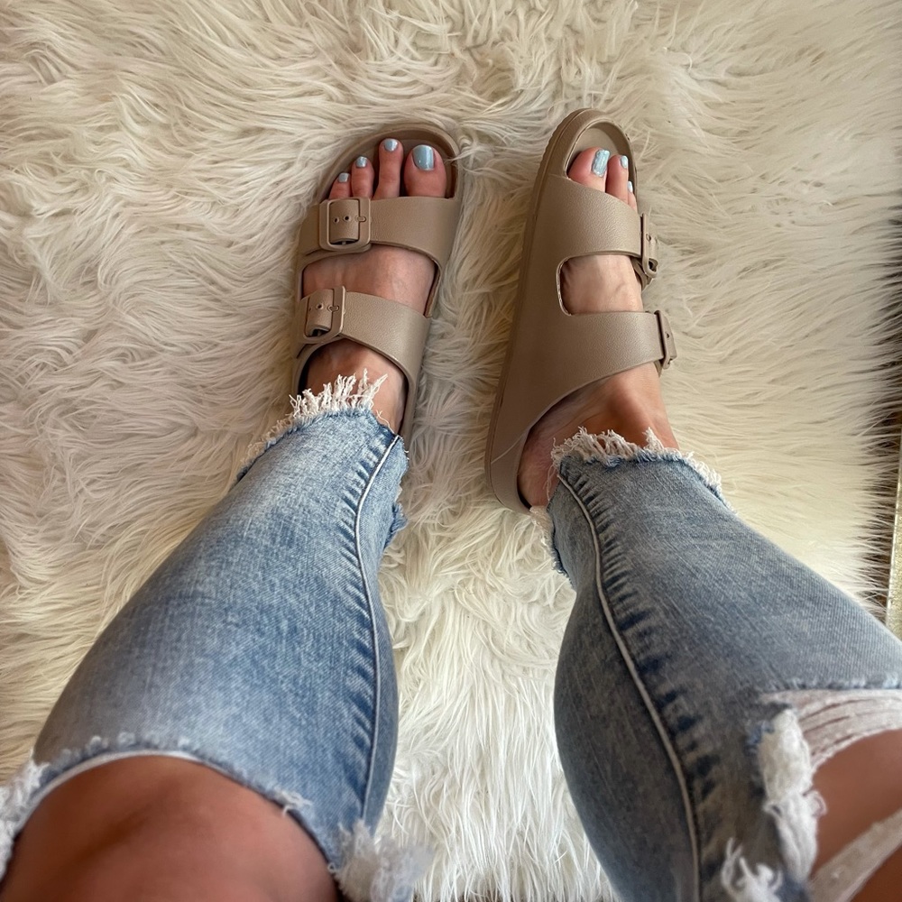 Dark Taupe Lightweight Footbed Sandals - Picture 7 of 14